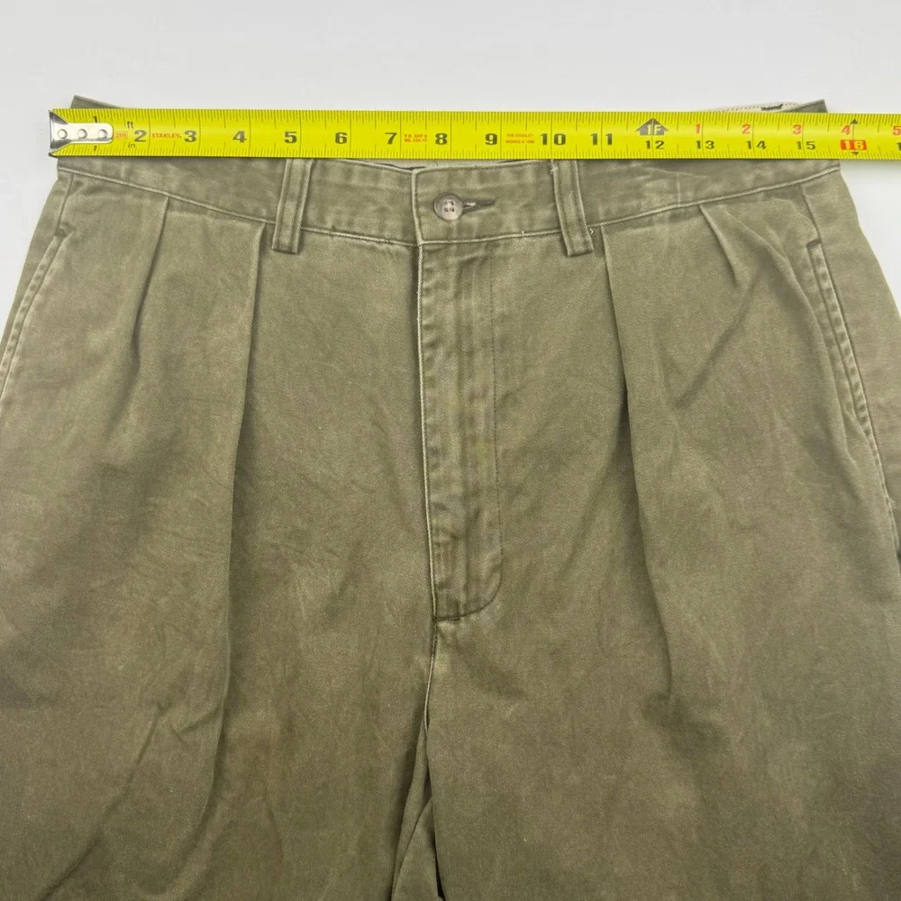 Polo Ralph Lauren Chino Pants 32x30 Olive Green Cotton Pleated Classic Preppy